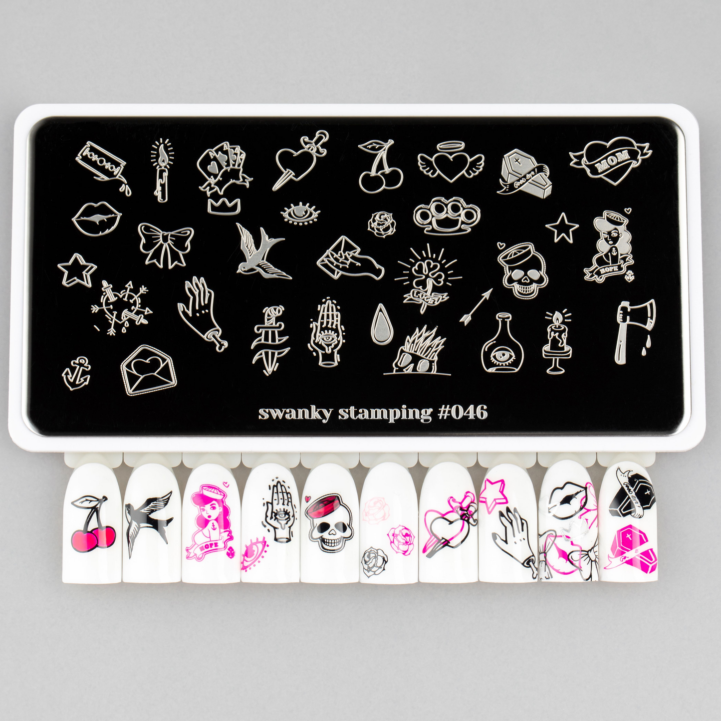 Swanky stamping plate, #046 "Tattoo"