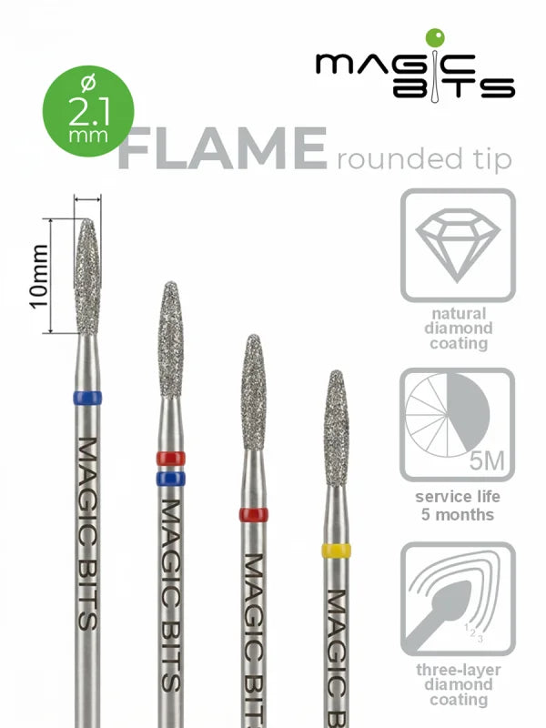 MAGIC BITS Flame Nail Bit 2.1mm (ROUND END)