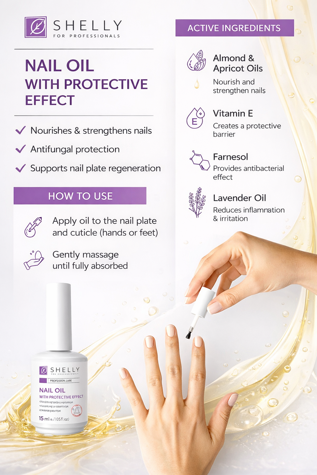 Shelly Nail Oil With a Protective Effect, 15ml