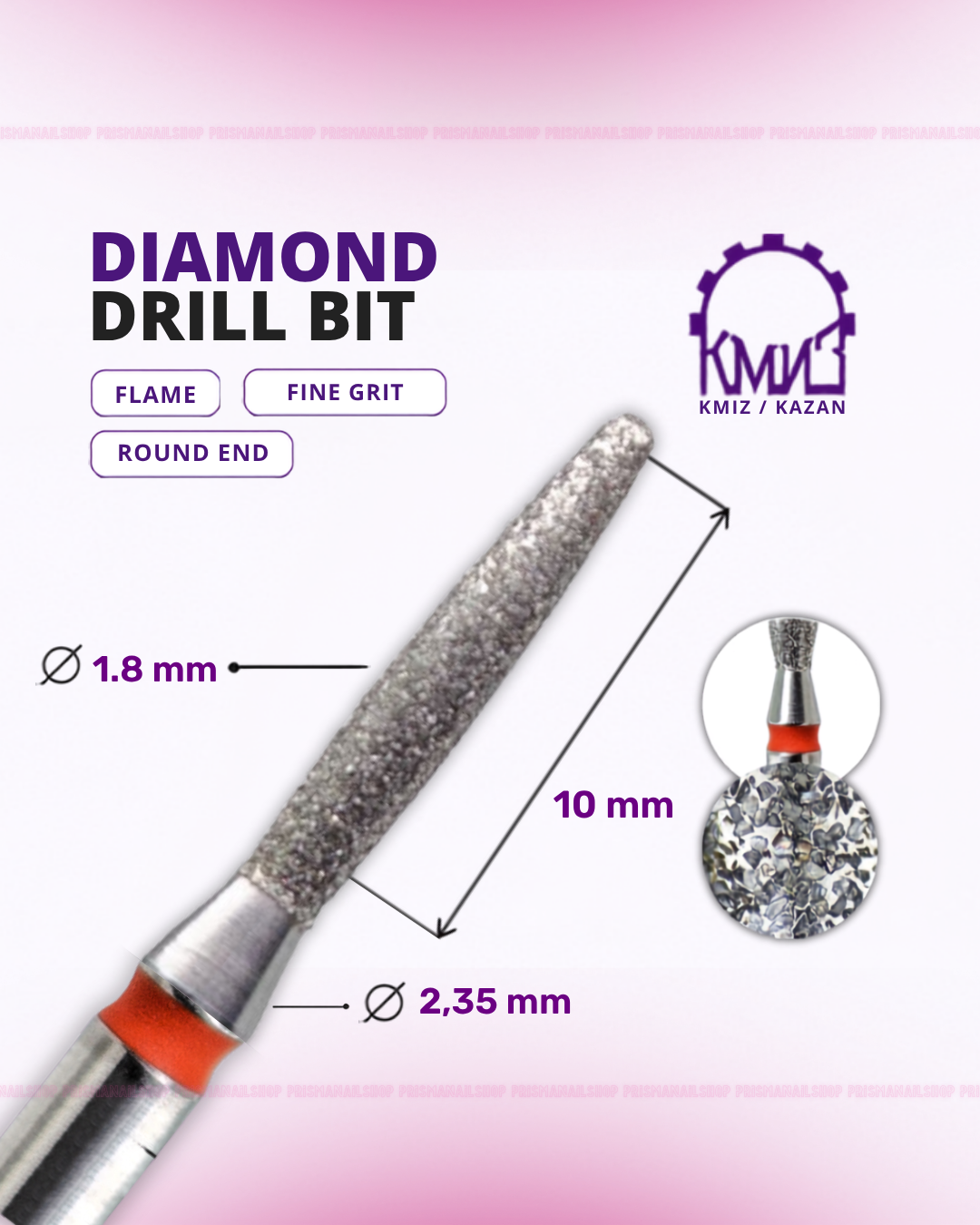 KMIZ Flame Diamond Nail Drill Bit (Round End)