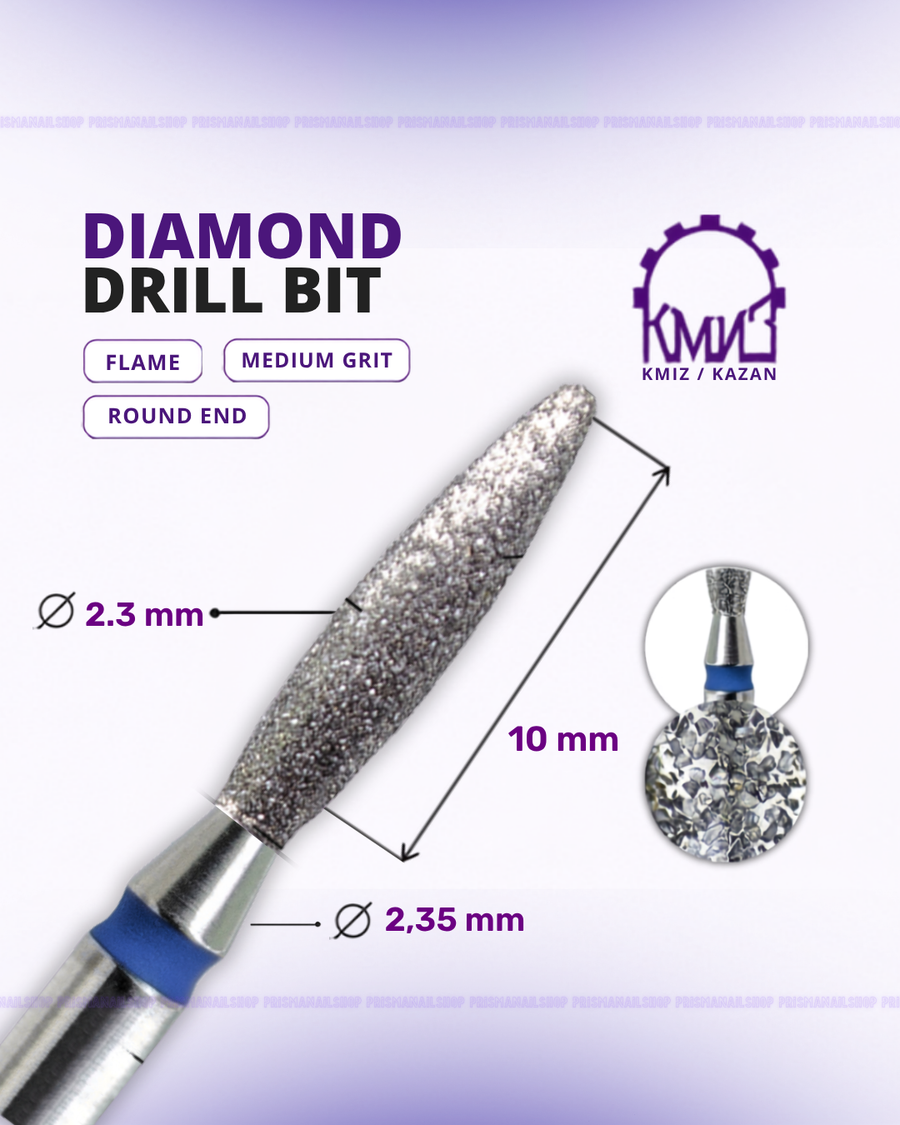 KMIZ Flame Diamond Nail Drill Bit (Round End)
