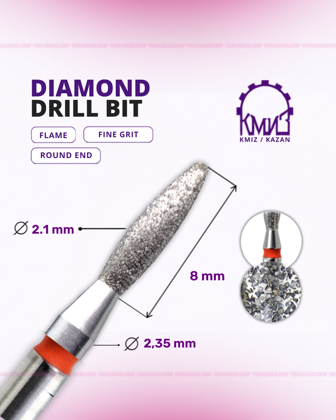 KMIZ Flame Diamond Nail Drill Bit (Round End)