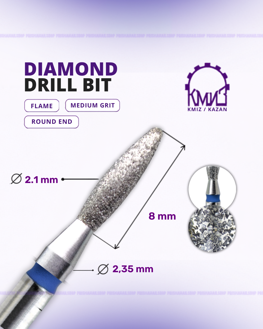 KMIZ Flame Diamond Nail Drill Bit (Round End)