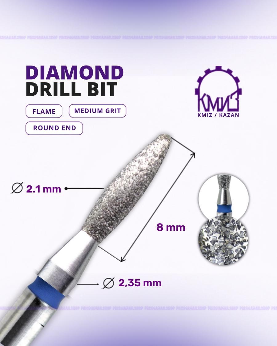 KMIZ Flame Diamond Nail Drill Bit (Round End)