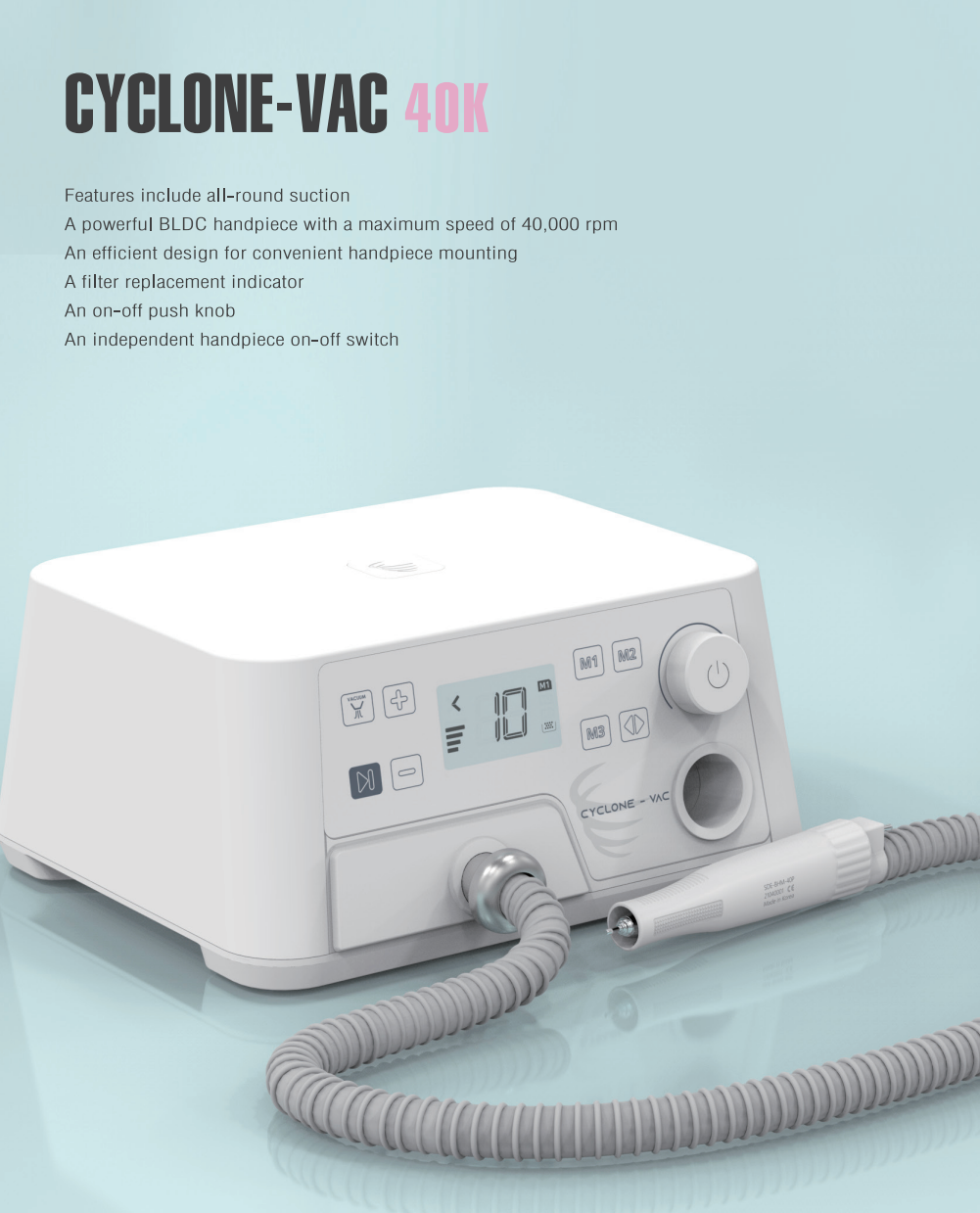 Saeyang PODO Machine Cyclone-VAC – Electric Nail Drill with Built-in Vacuum (40,000 RPM) for dust-free nail care.