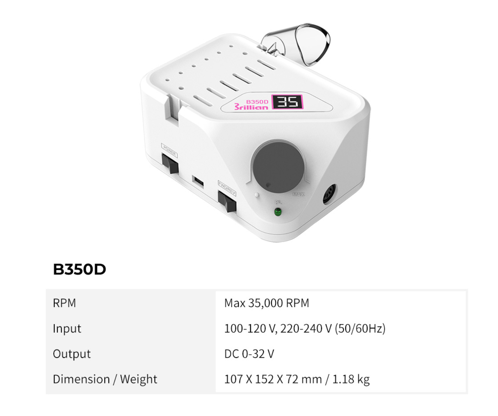 Saeshin Brillian B350D / H350 White, 35K RPM