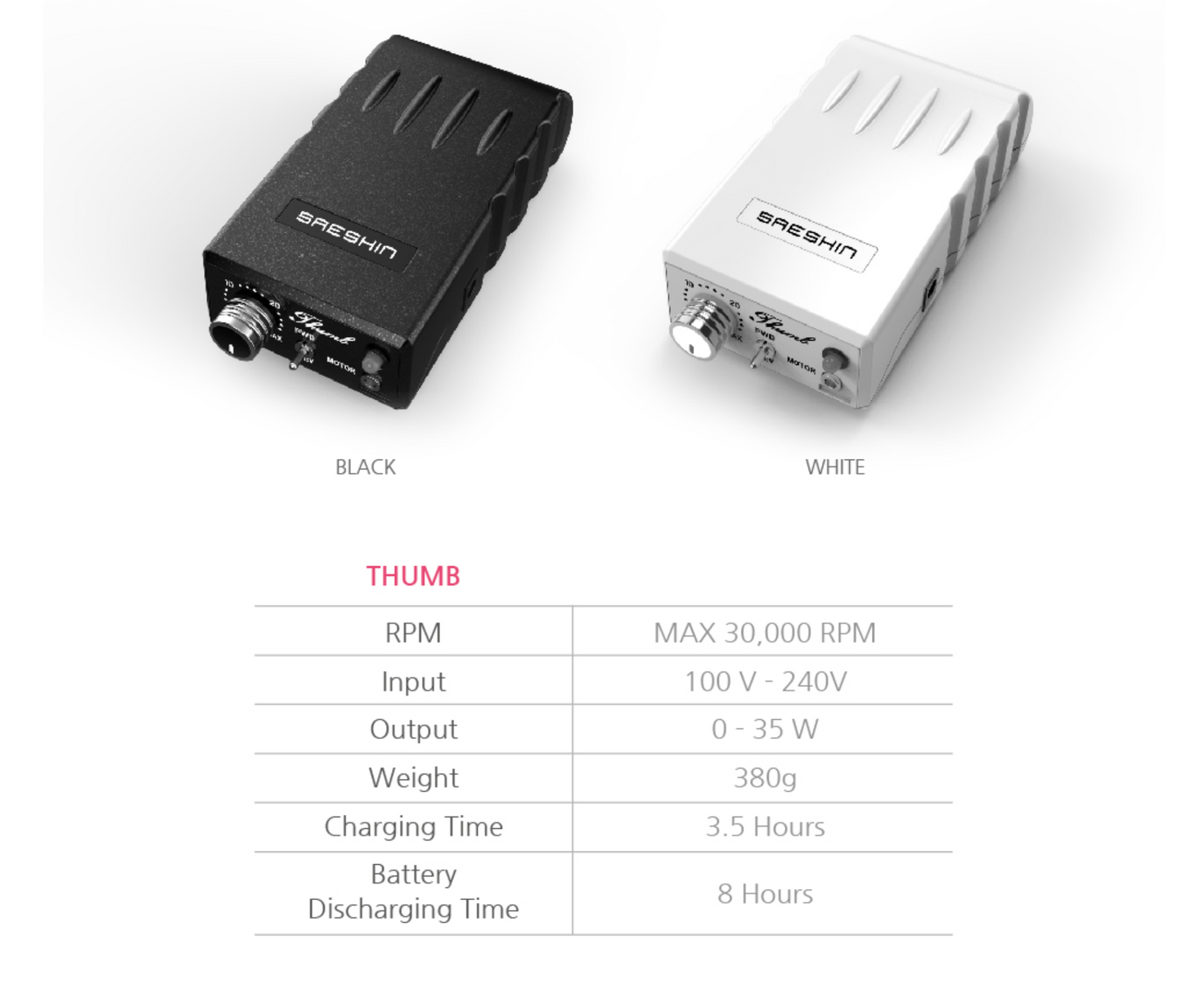Saeshin Thumb / H325 (WIRELESS), 30K RPM (Black)