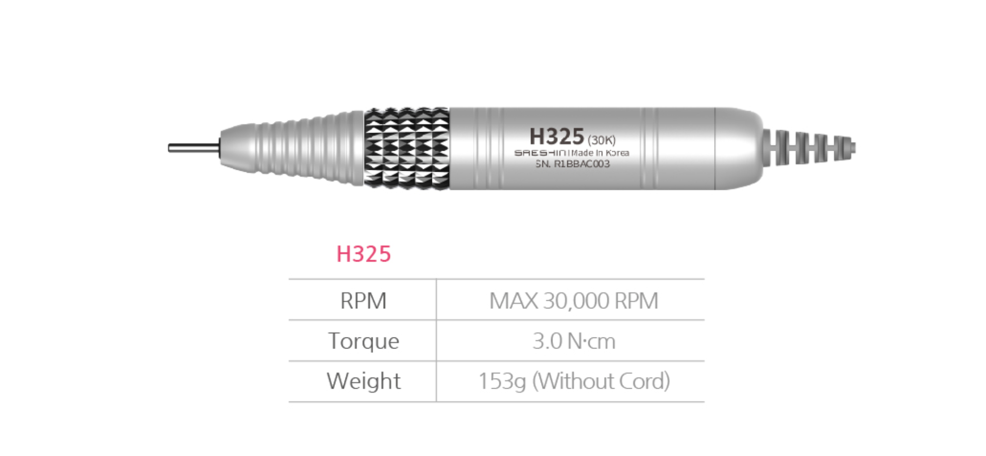Saeshin Thumb / H325 (WIRELESS), 30K RPM (Black)