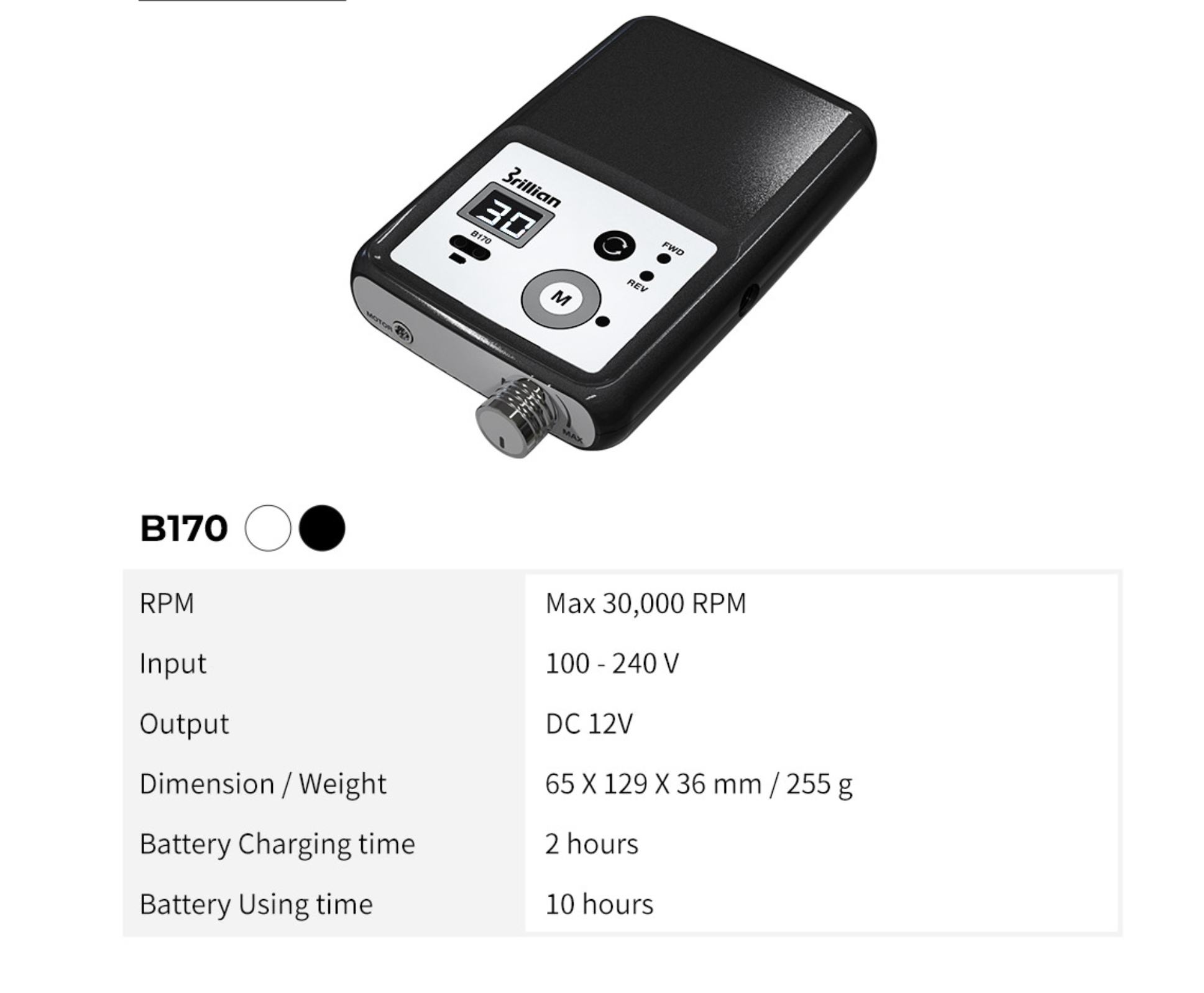 Saeshin B170 (Wireless) / H175 (Brushless), 30K RPM, ONYX BLACK