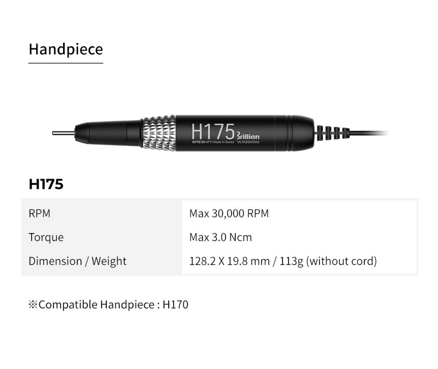 Saeshin B170 (Wireless) / H175 (Brushless), 30K RPM