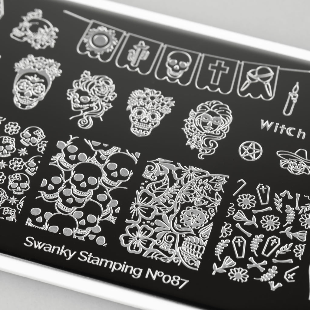 Swanky stamping plate, #087 "Día de los Muertos"
