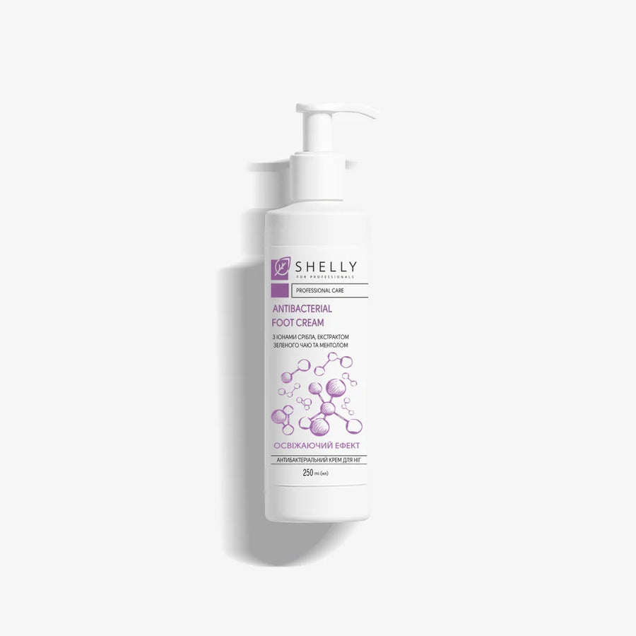 Shelly Antibacterial Foot Cream with Silver Ions, Green Tea Extract & Menthol, 250 ml