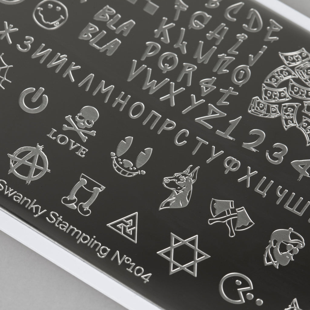 Swanky stamping plate, #104 "Punk Rock"