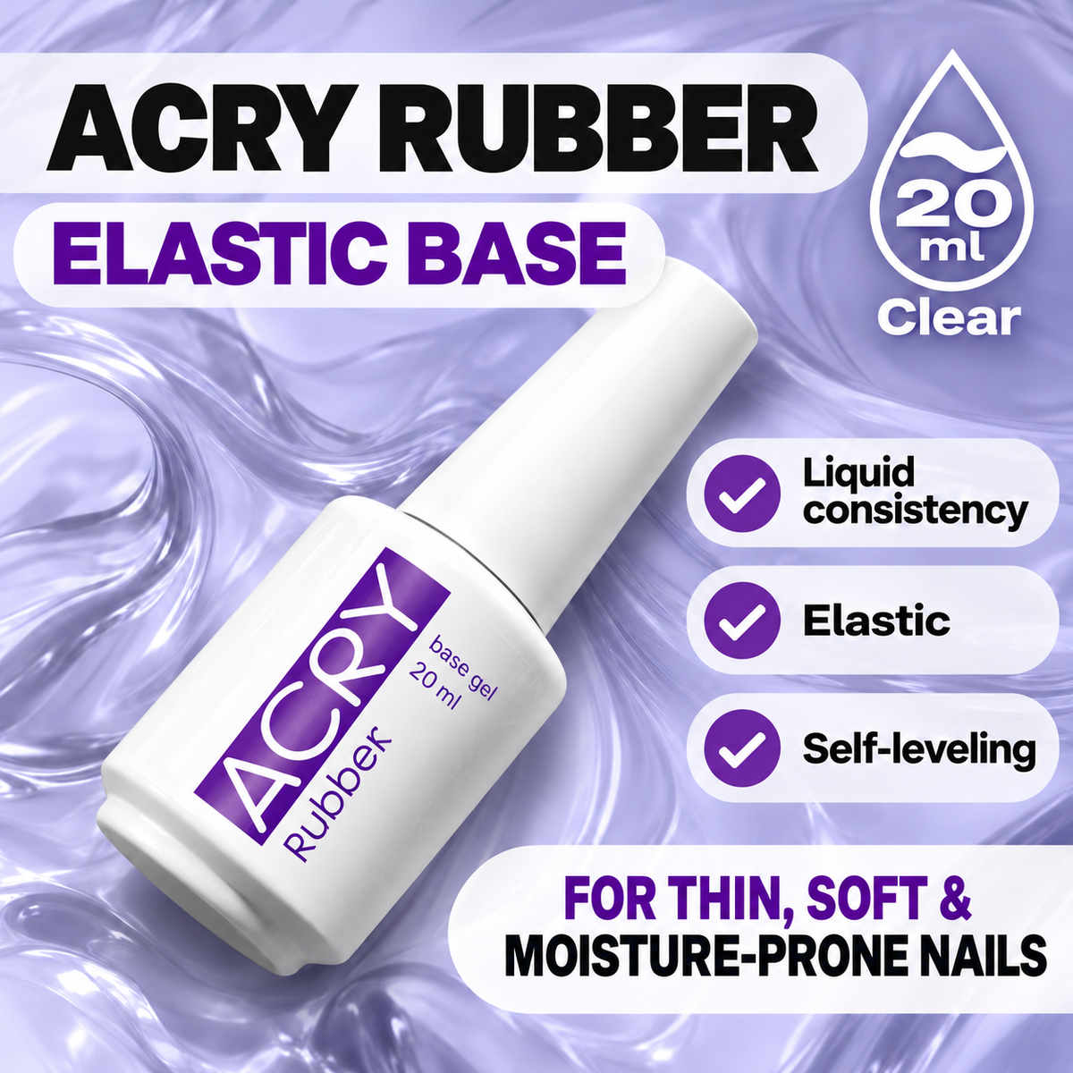 BSG ACRY Rubber elastic clear base 20 ml – liquid, elastic and self-leveling