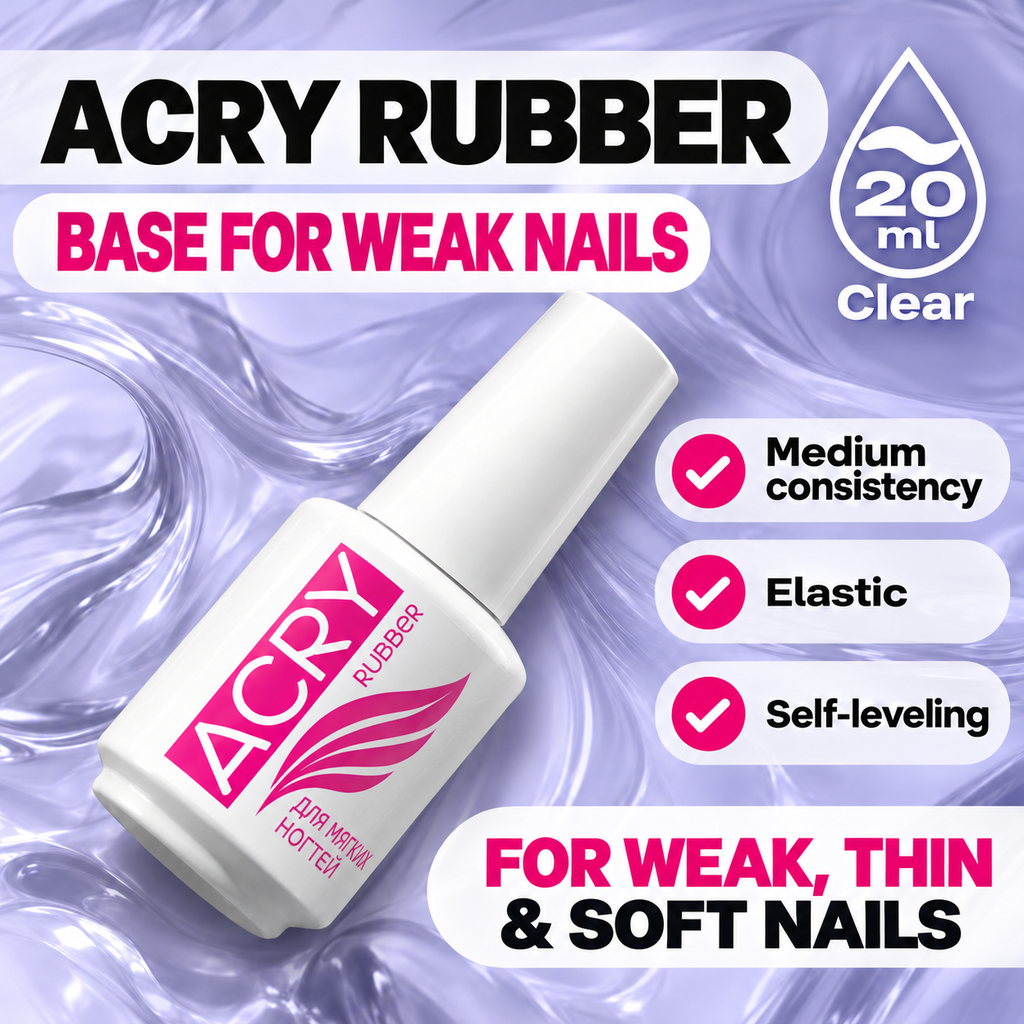 BSG ACRY Rubber Weak Nails clear base 20 ml for weak, thin and soft nails