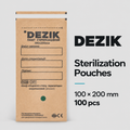 DEZIK Kraft Sterilization Pouches 100 × 200 mm — 100 pcs