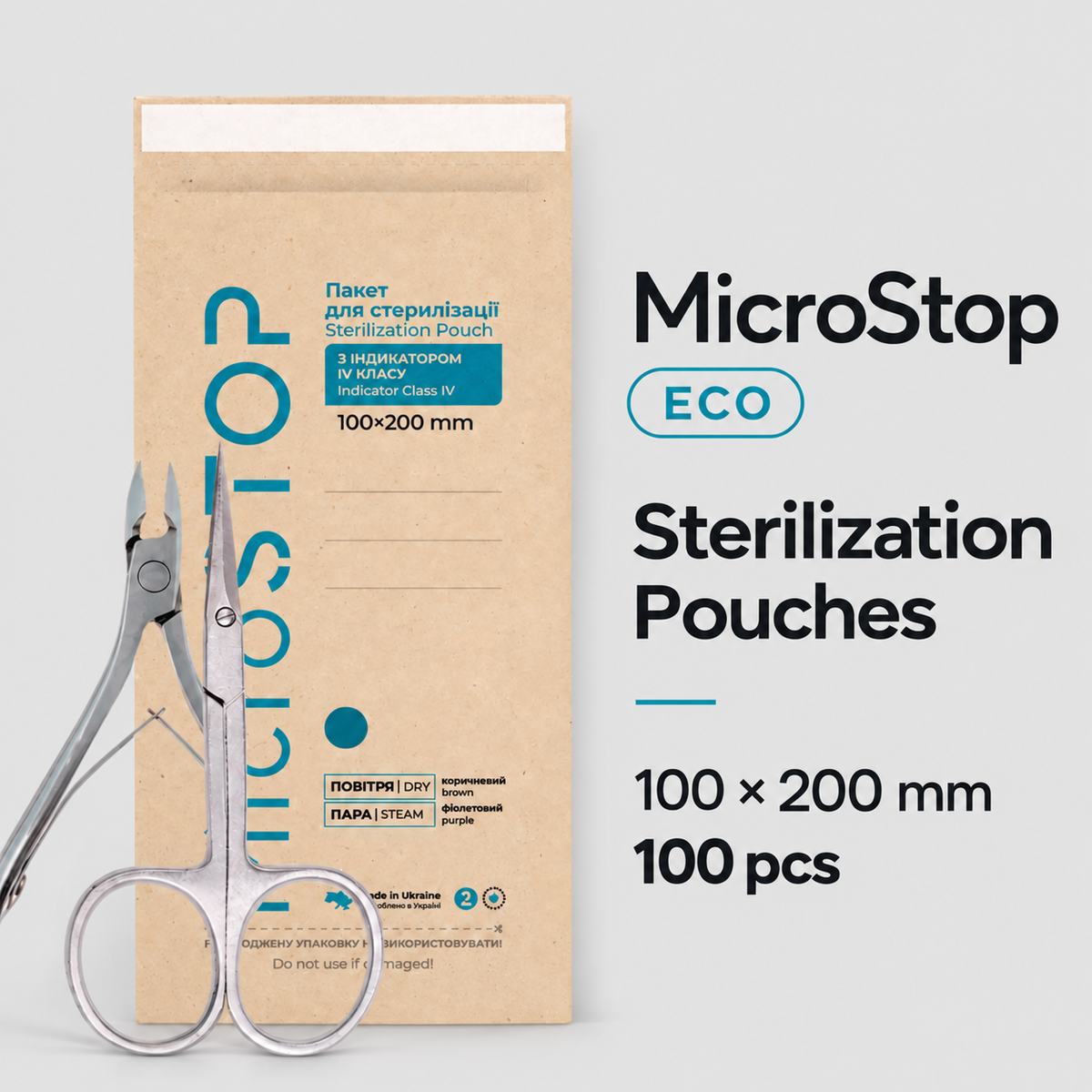 MicroStop ECO Sterilization Pouches 100x200 mm (100 pcs)