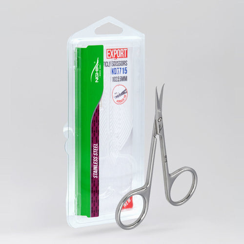 NGHIA KD-715 cuticle scissors — product and packaging