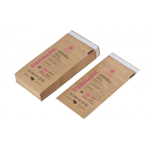 Enjoy Professional SteriMagic brown kraft sterilization pouches, 100 x 200 mm, 100 pcs