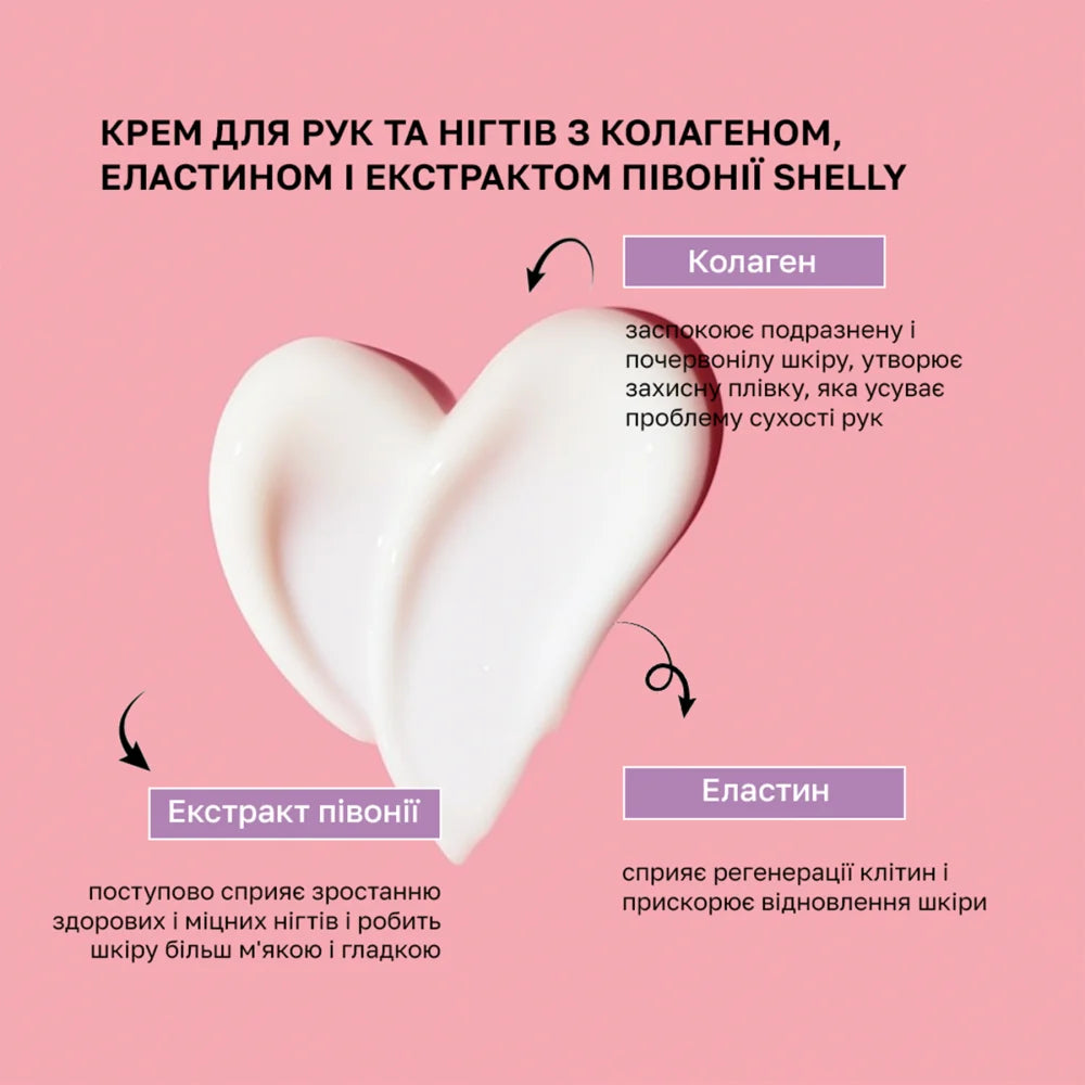 Shelly Hand & Nail Cream with Collagen, Elastin & Peony Extract, 250 ml